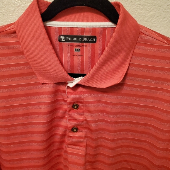 Pebble Beach Shirt Men XL Golf Polo Red Striped Active Collared Logo Course - Picture 3 of 11